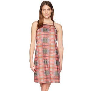 PRANA red brown Ardor dress in Carmine Desert Geo print